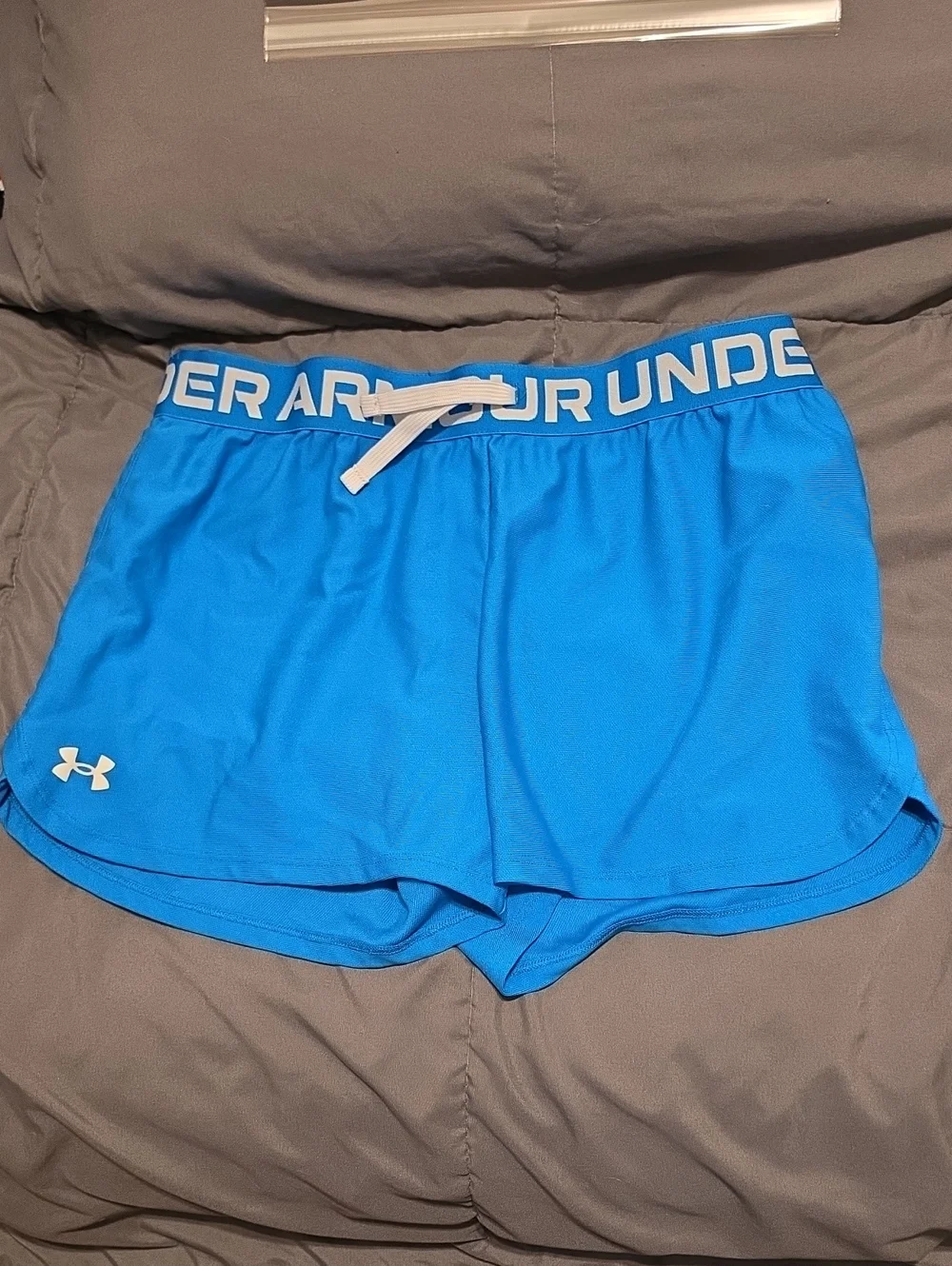 Under Armour Bright Blue Athletic Shorts with White Waistband Logo